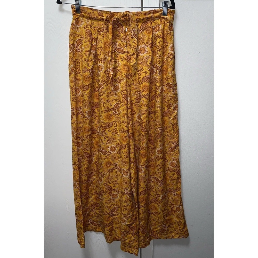 Patrons Of Peace Wide Leg Marigold Floral Paisley Pants Boho Medium